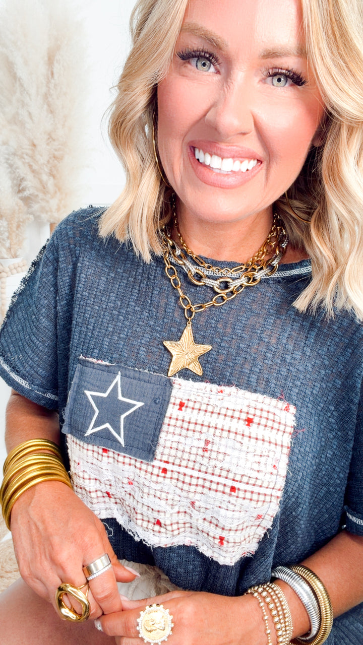 The Freedom Flag Tee-Navy