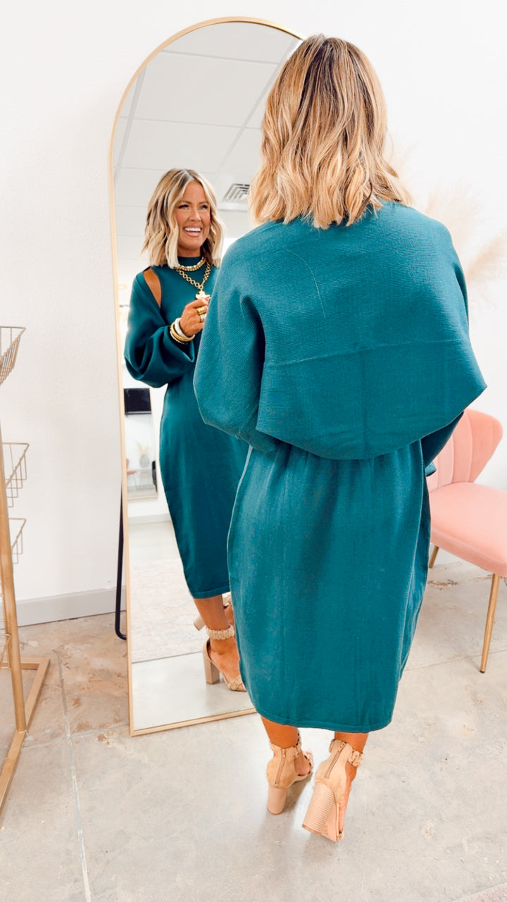 Evergreen Sweater Dress & Cardigan Set
