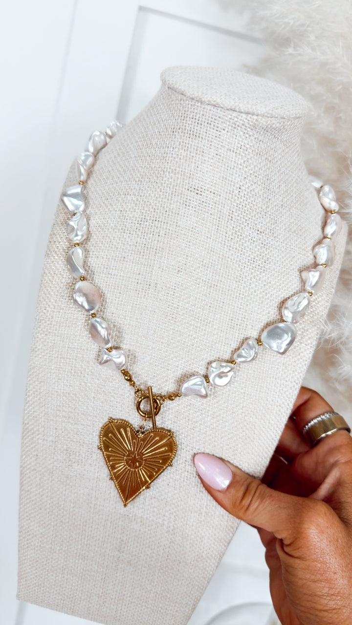 Blaze Pearl Heart Necklace