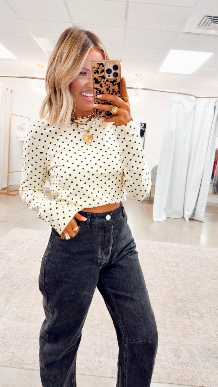 Mina Polka Dot Top-Ivory