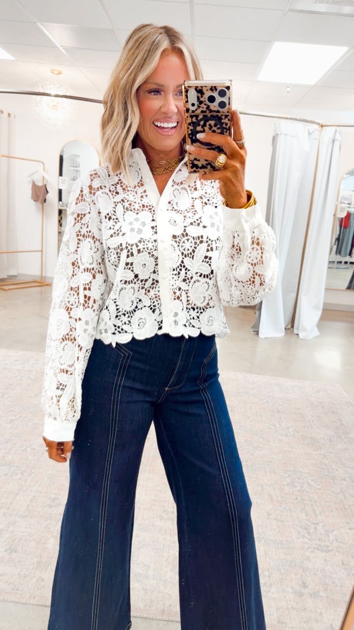 Simone Lace Button Up Top