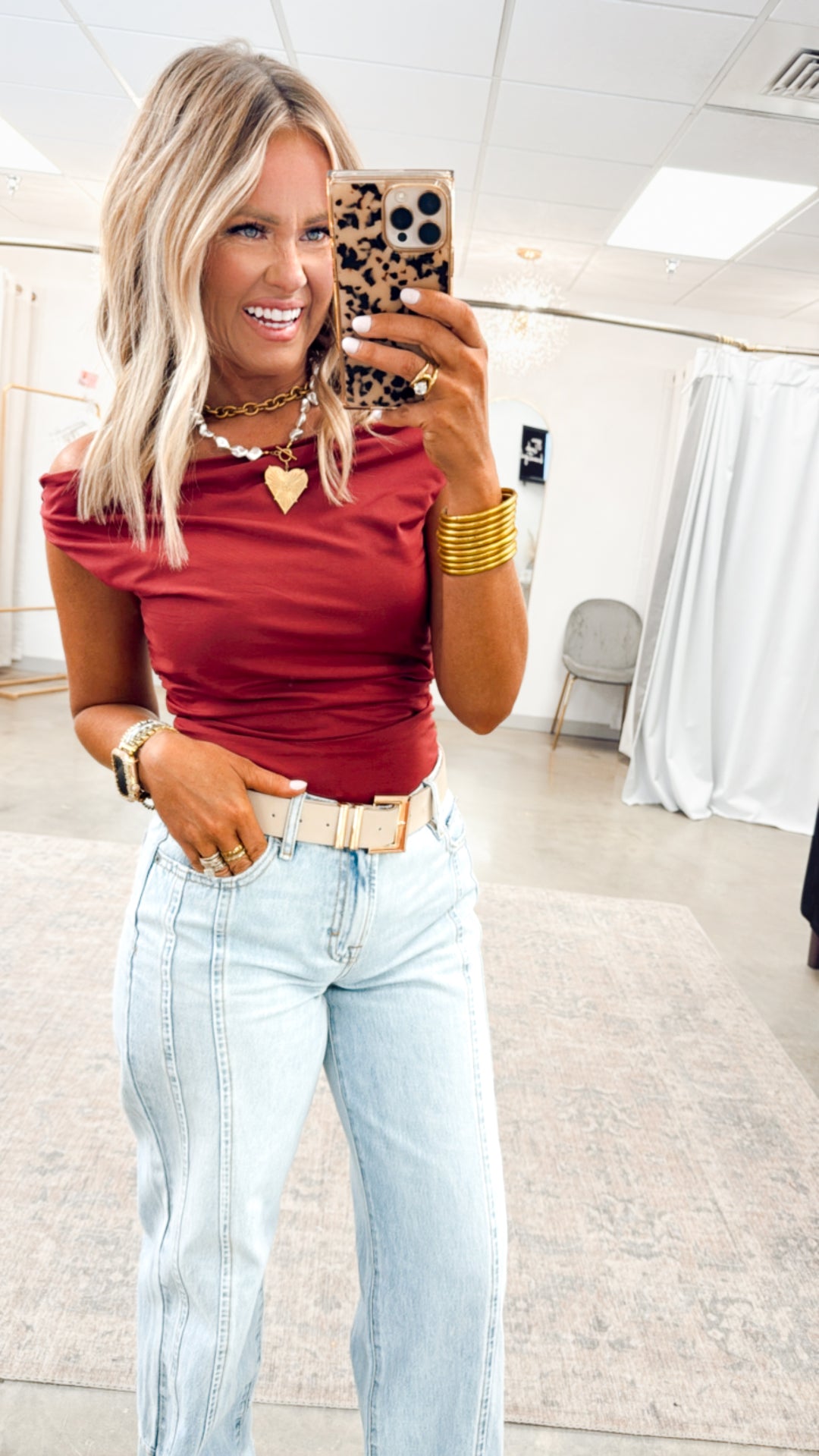Amara Off Shoulder Top-Maroon