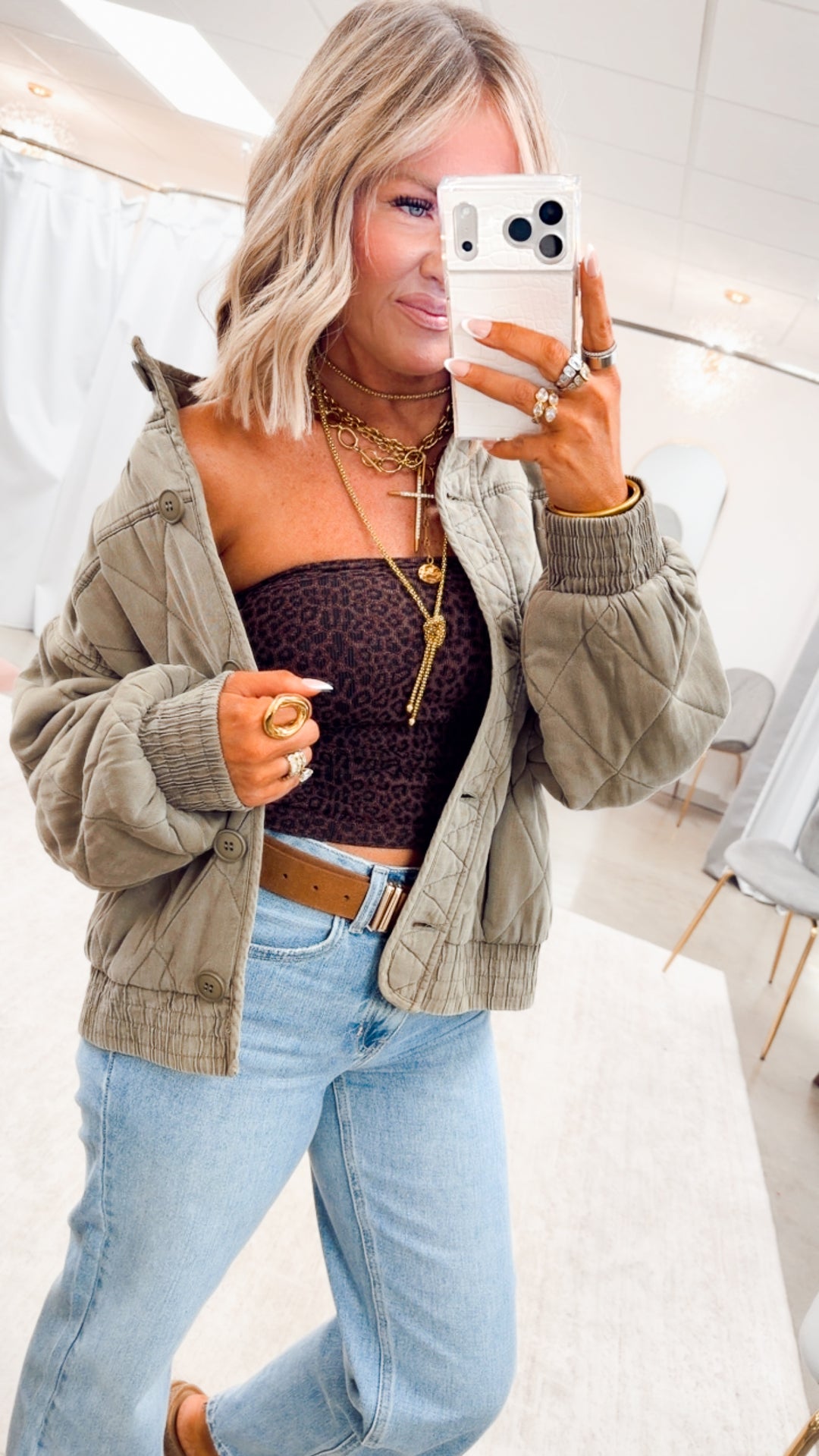 The Magnolia Quilted Jacket-Olive
