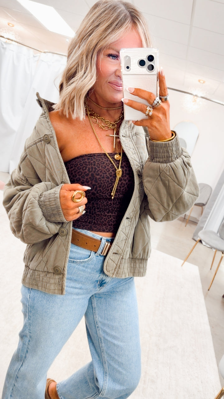 The Magnolia Quilted Jacket-Olive