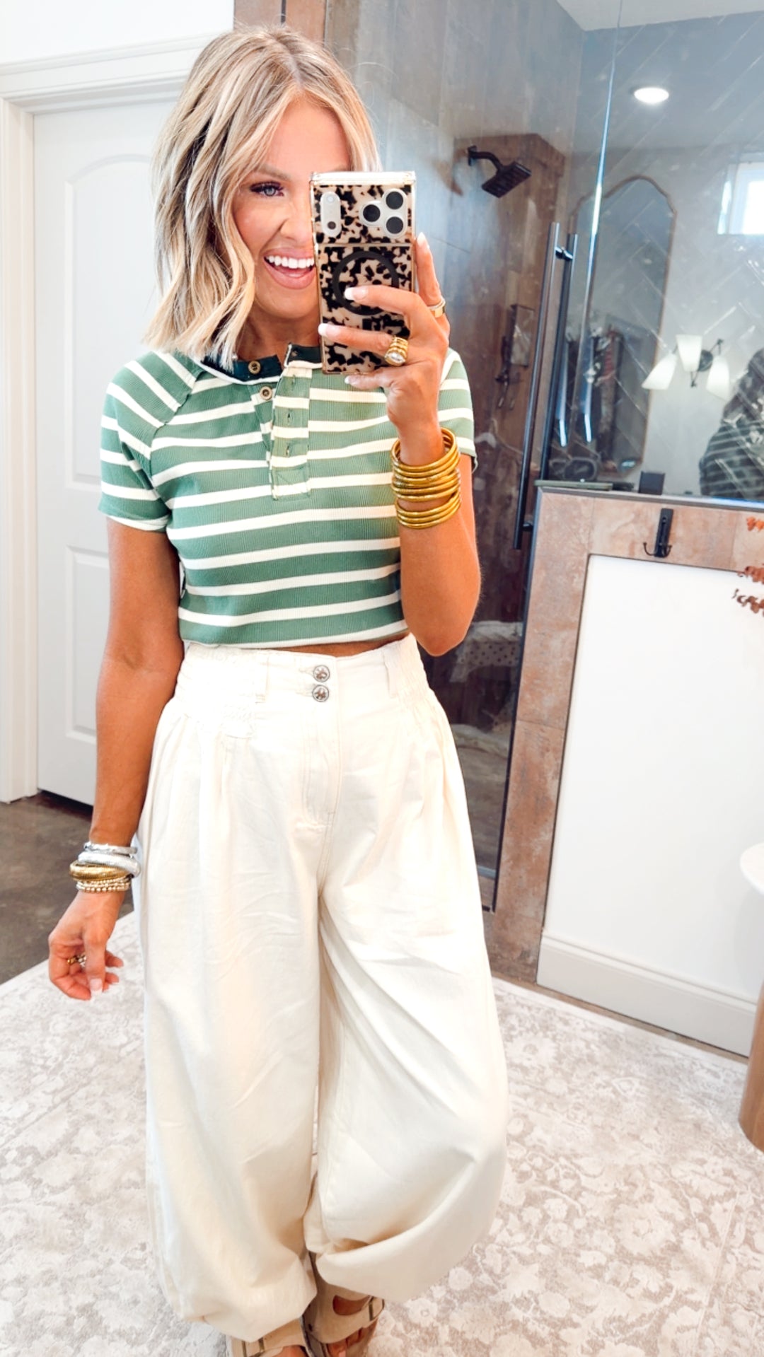 Sage Stripe Top