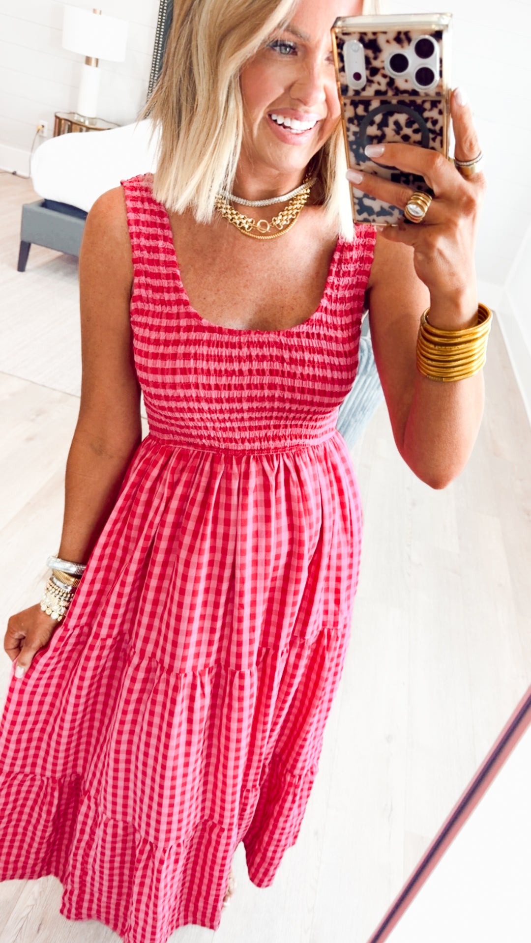 Smocked Gingham Maxi Dress