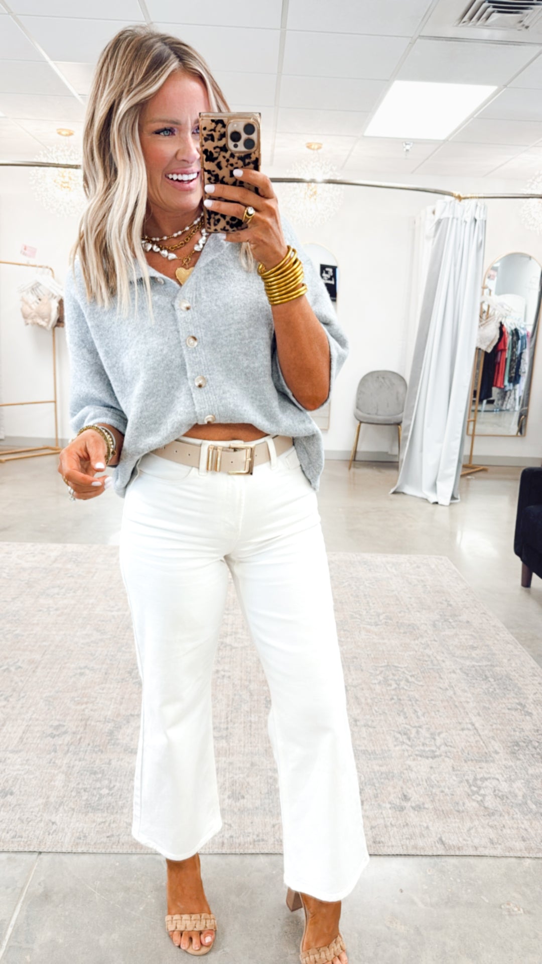 Noelle Sweater Top-Grey