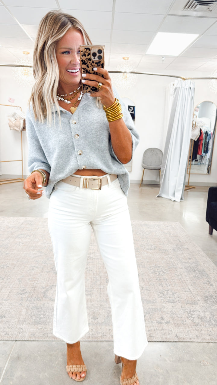 Noelle Sweater Top-Grey