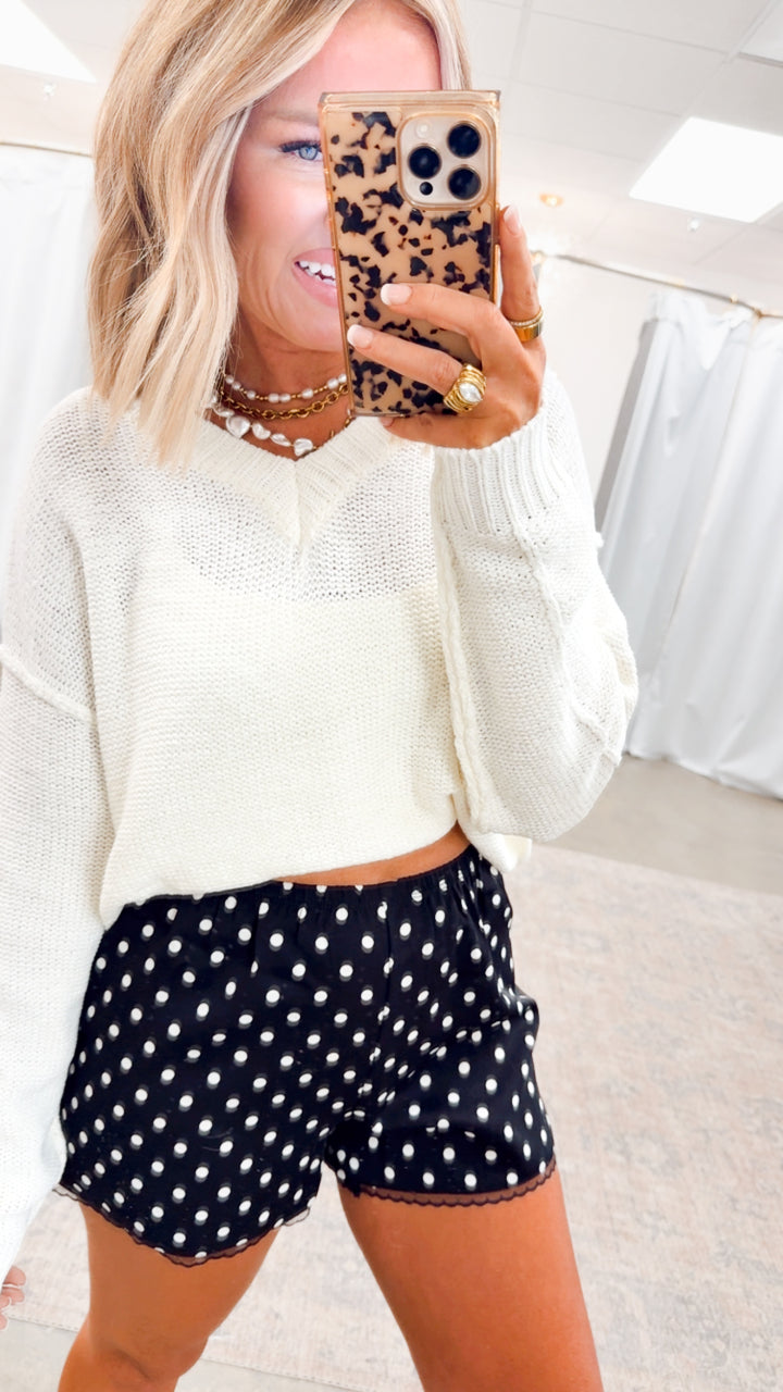 Alexis Raw Edge V-Neck Sweater