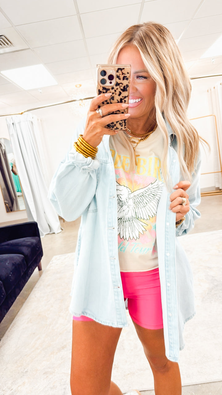 Free Bird World Tour Eagle Cropped Tee-Bone