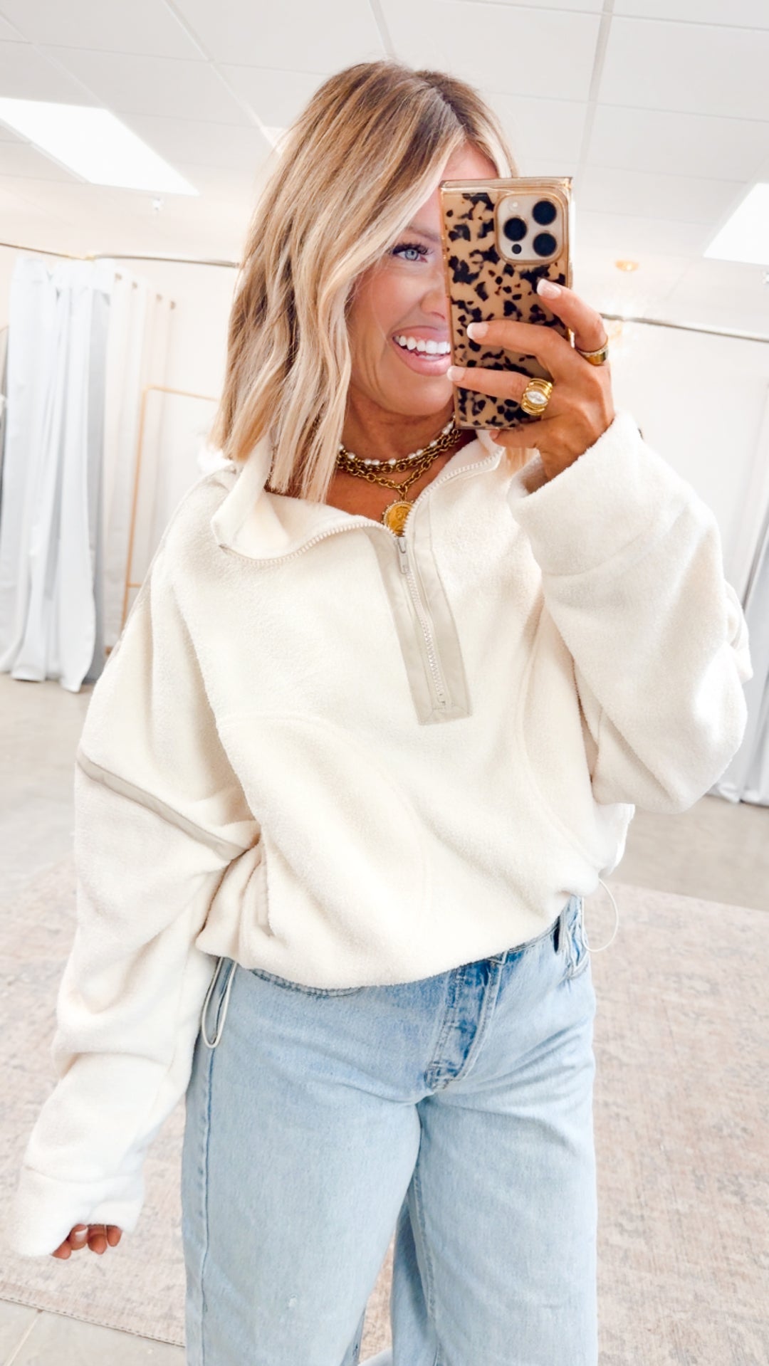 Demi Half-Zip Pullover Jacket-Ivory