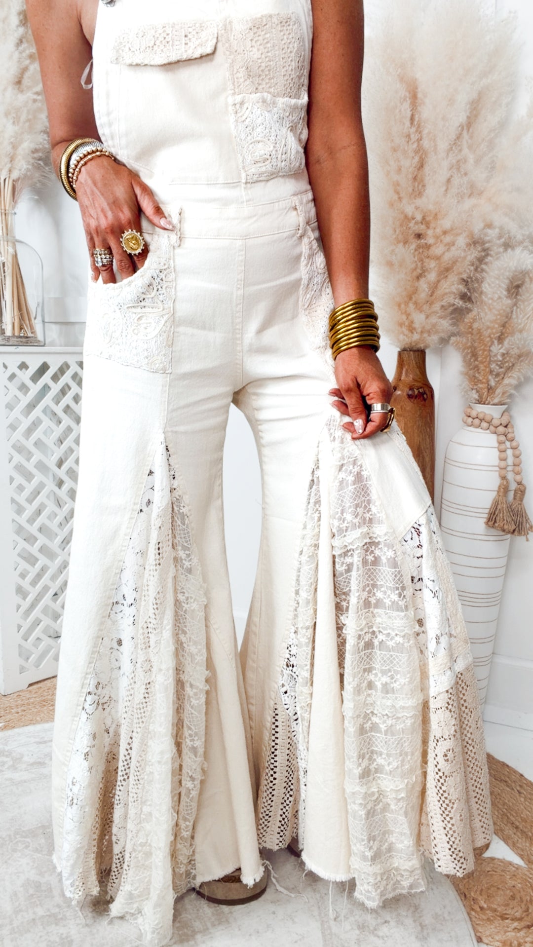 Lace & Ivy Wide Leg Overalls