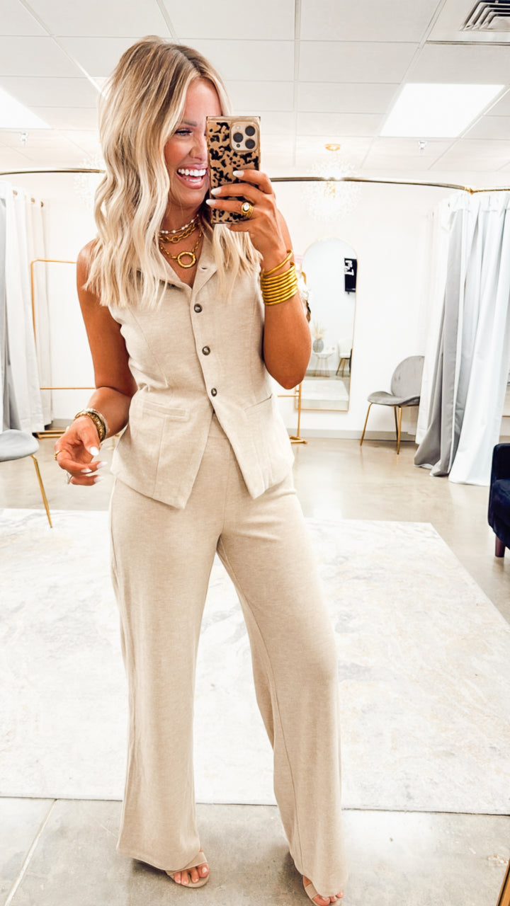 Arden Vest & Pant Set- Taupe