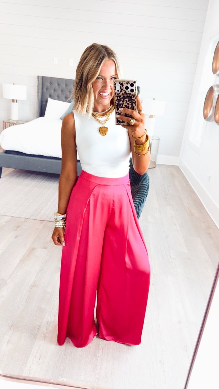 The Gia Satin Wide-Leg Pants