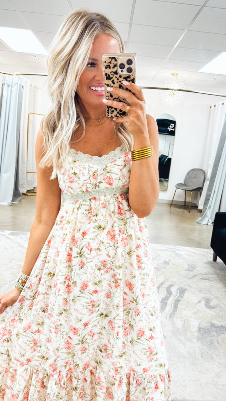 Giselle Lace Trim Midi Dress