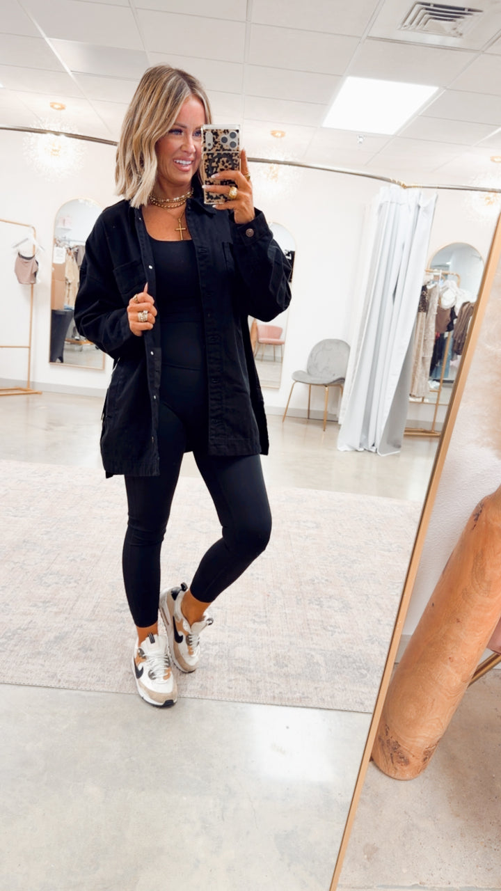 The Porter Oversized Shacket-Black