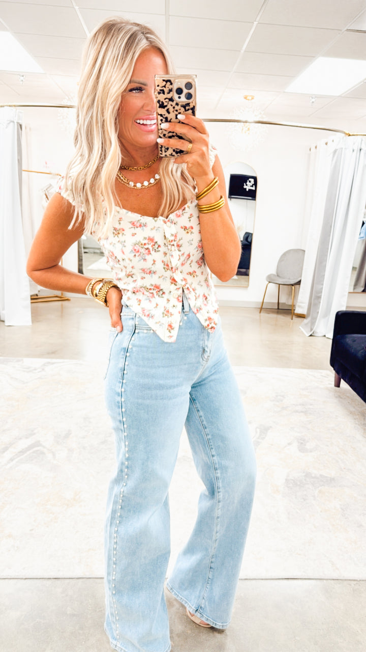 Nova Stud Wide Leg Jeans
