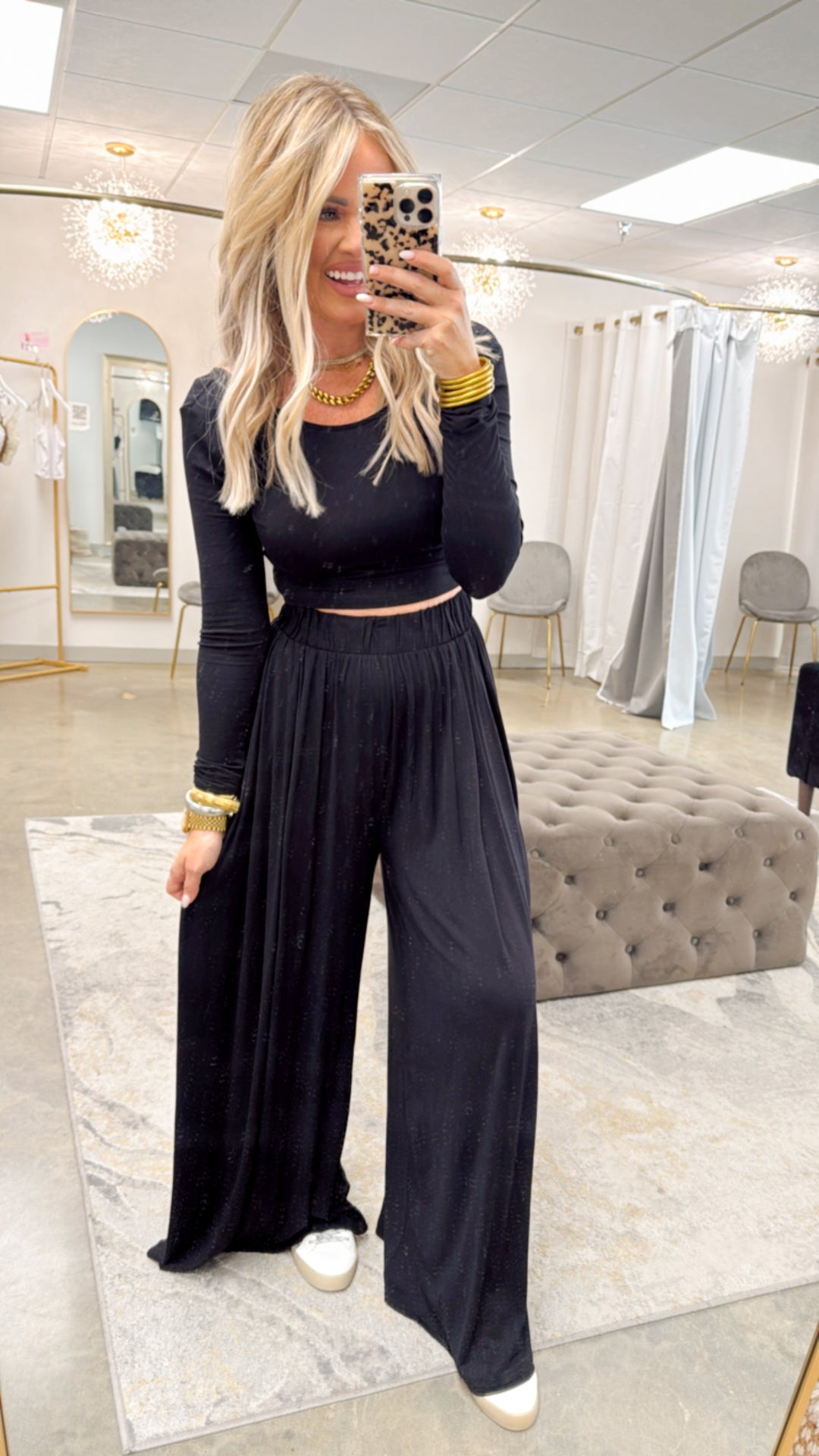 Black Jersey Long Sleeve Top and Pants