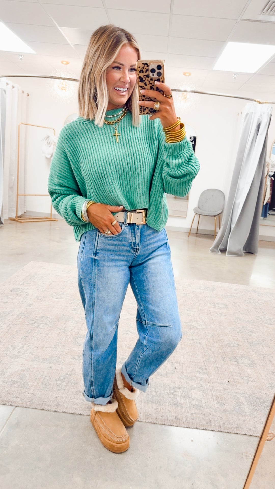 Remi Cropped Sweater-Emerald