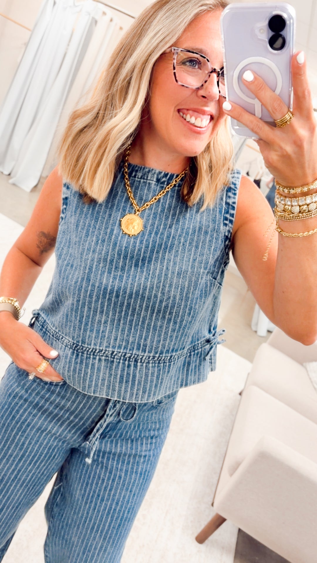 The Bayside Stripe Denim Set