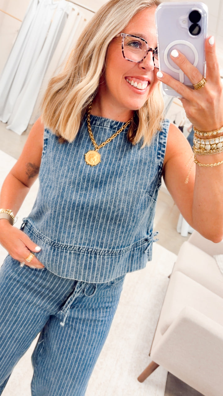 The Bayside Stripe Denim Set