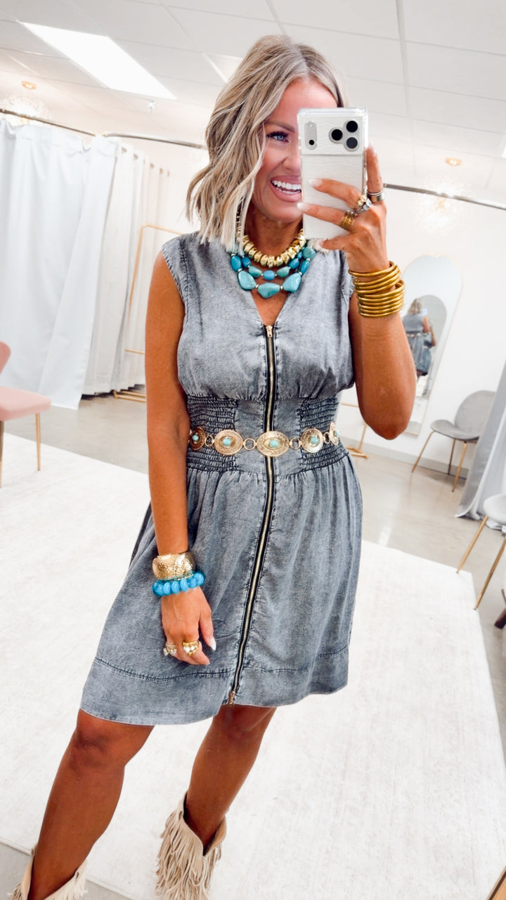 The Laramie Lane Dress-Black Denim