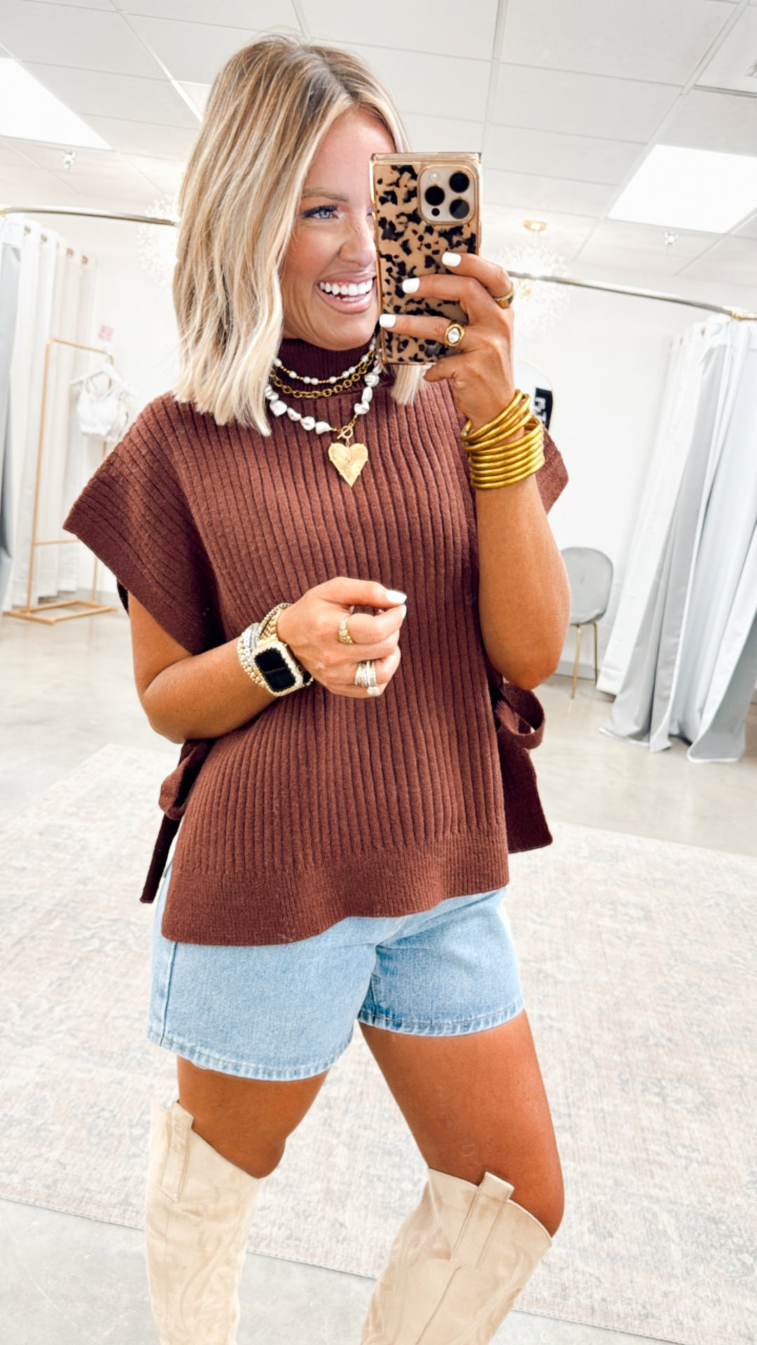 Turtle Neck Sweater Vest-Burl Wood