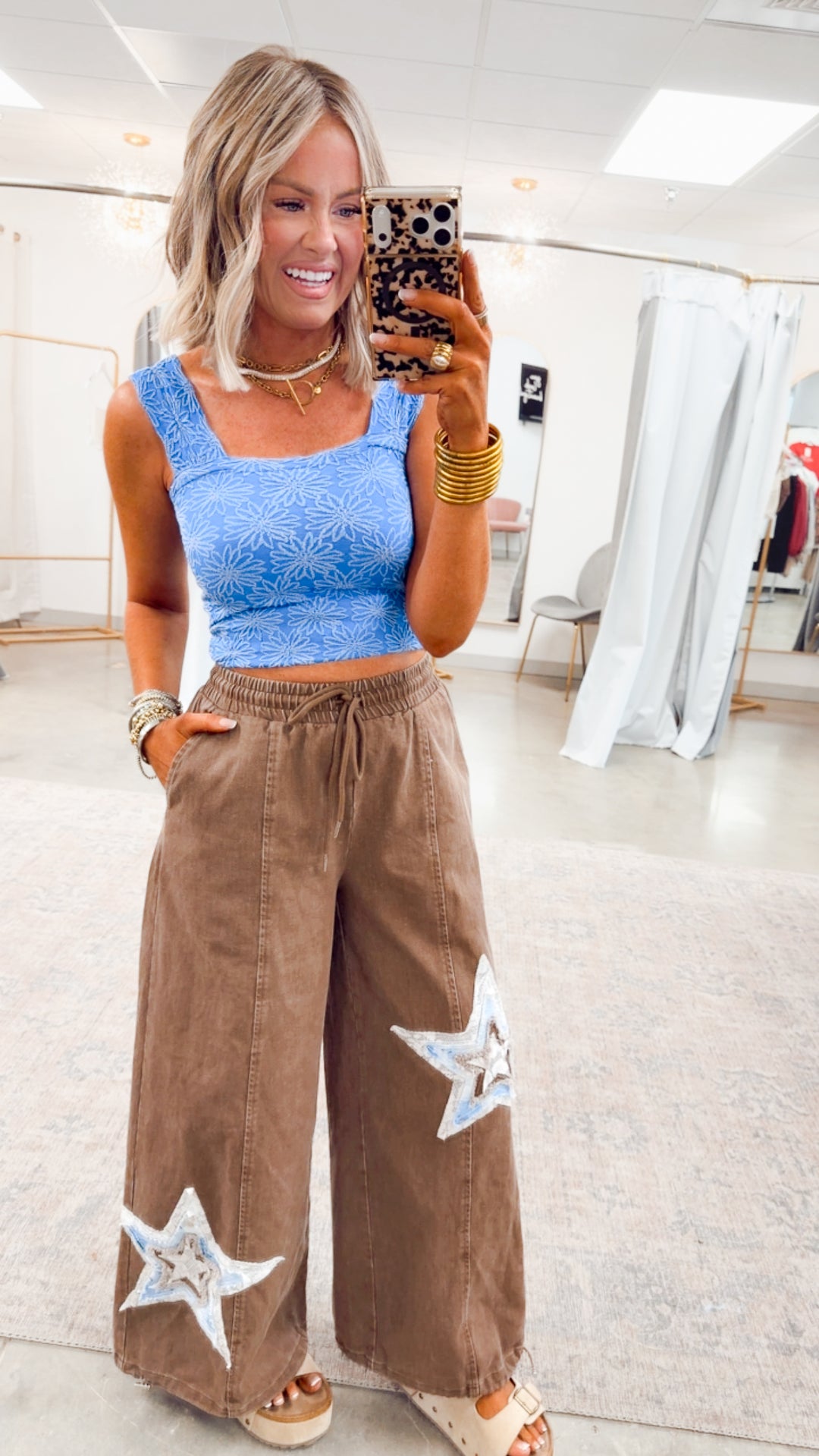 Gardenia Tank Top-Denim