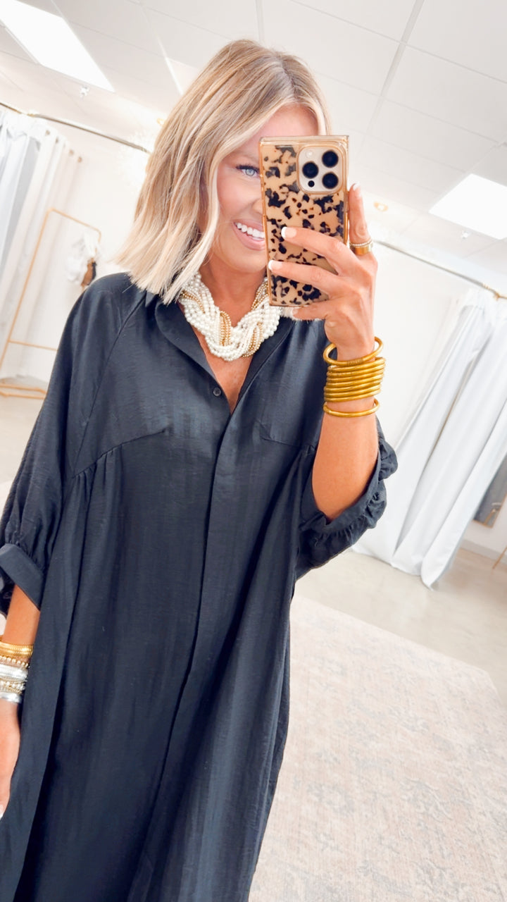 The Haven High-Low Shirt Dress-Black