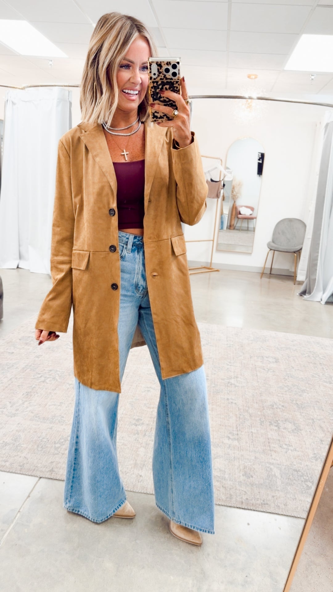 Demi Collared Jacket-Tan