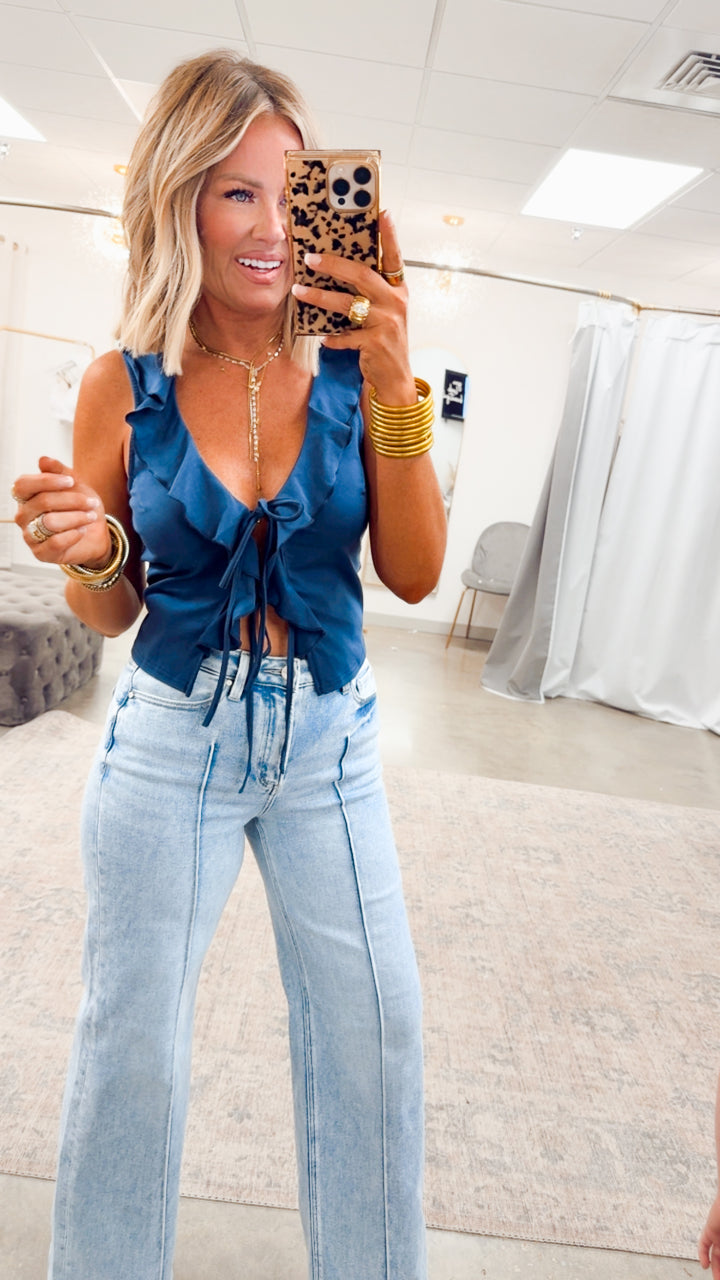 Ryder Ruffle Front Tie Top