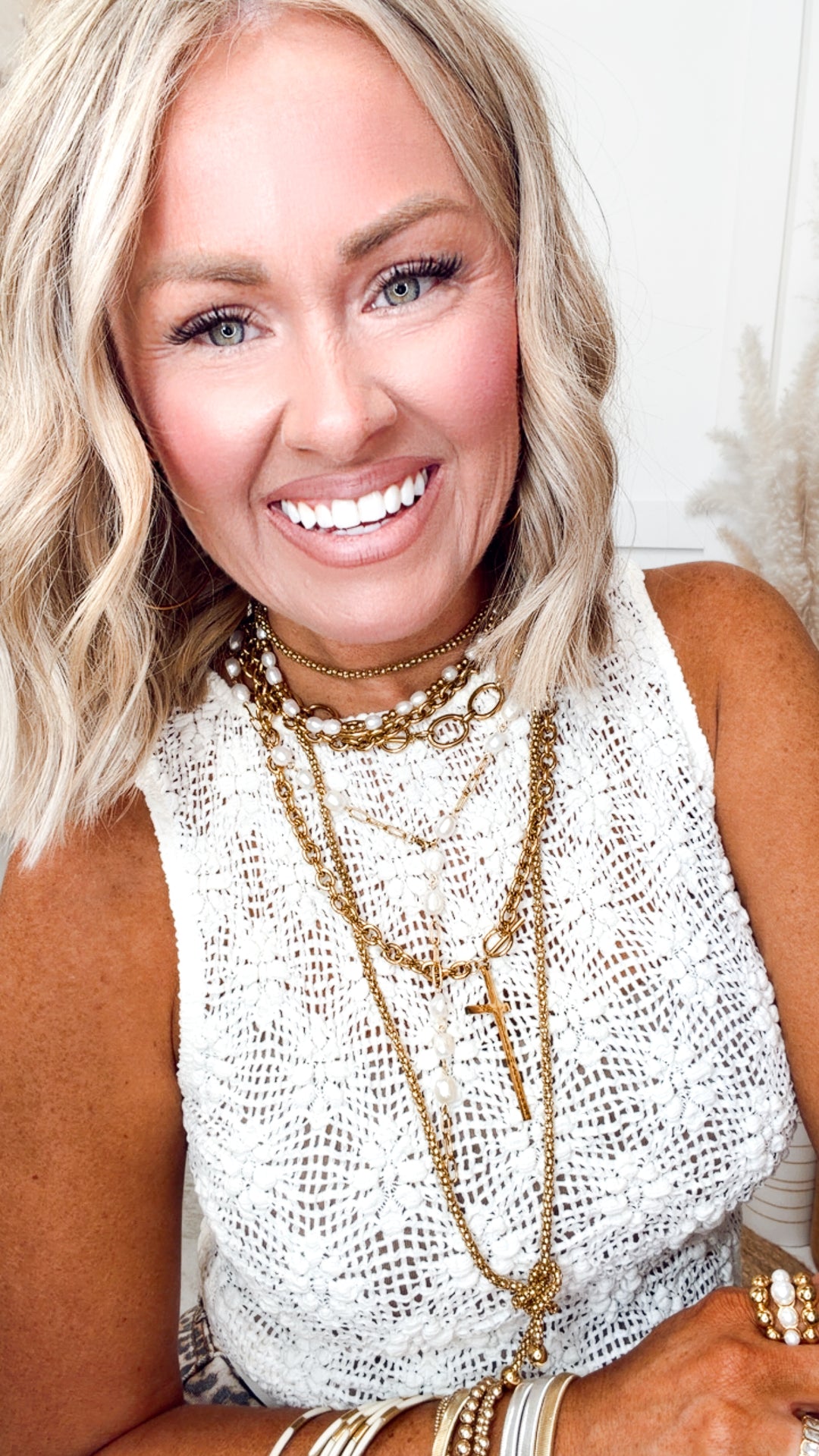 The Aria Floral Crochet Top-Cream