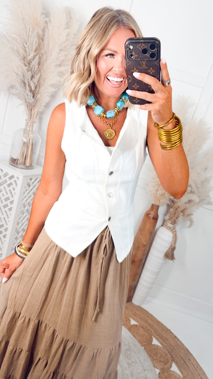 The Lace-Up Maxi Skirt-Rattan