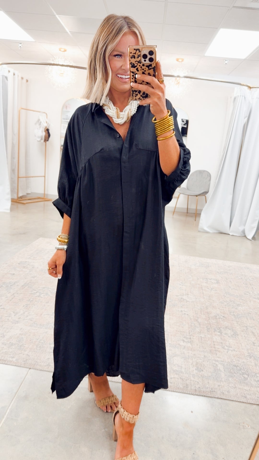 The Haven High-Low Shirt Dress-Black