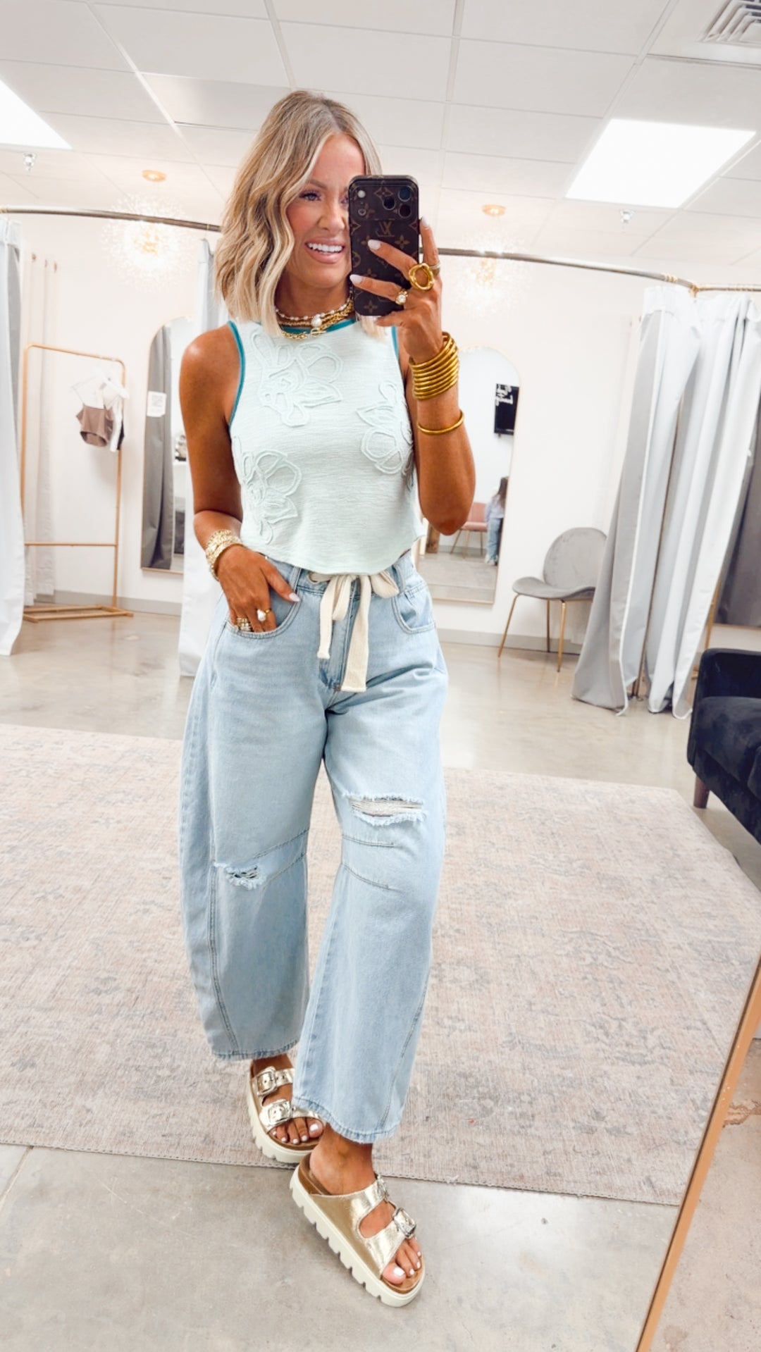 Sweet Stitch Tank-Pale Mint