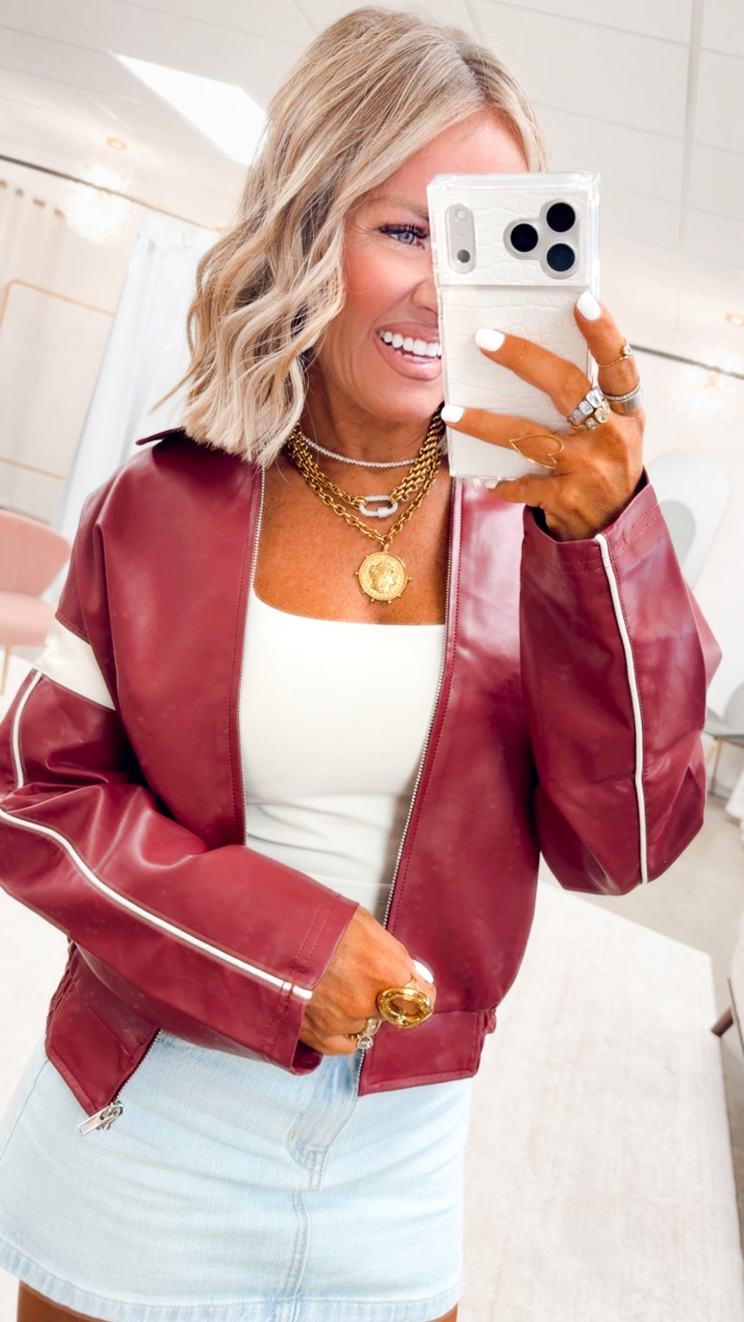 Camila Faux Leather Racer Jacket