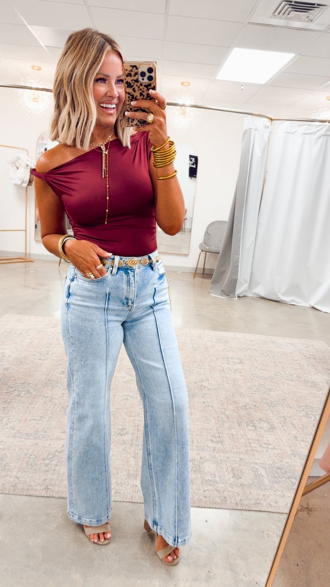 Claire Off Shoulder Top-Burgundy