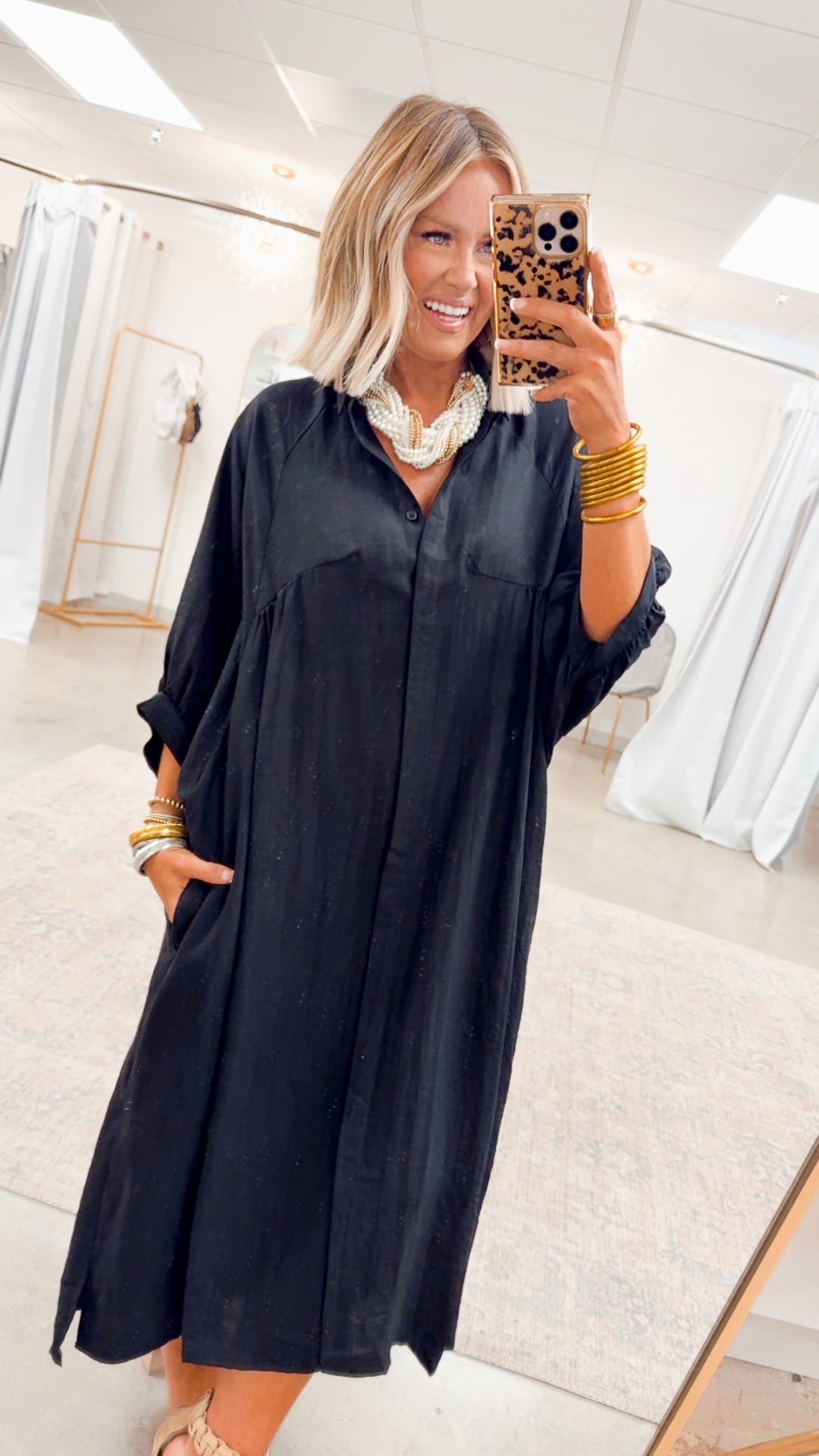 The Haven High-Low Shirt Dress-Black
