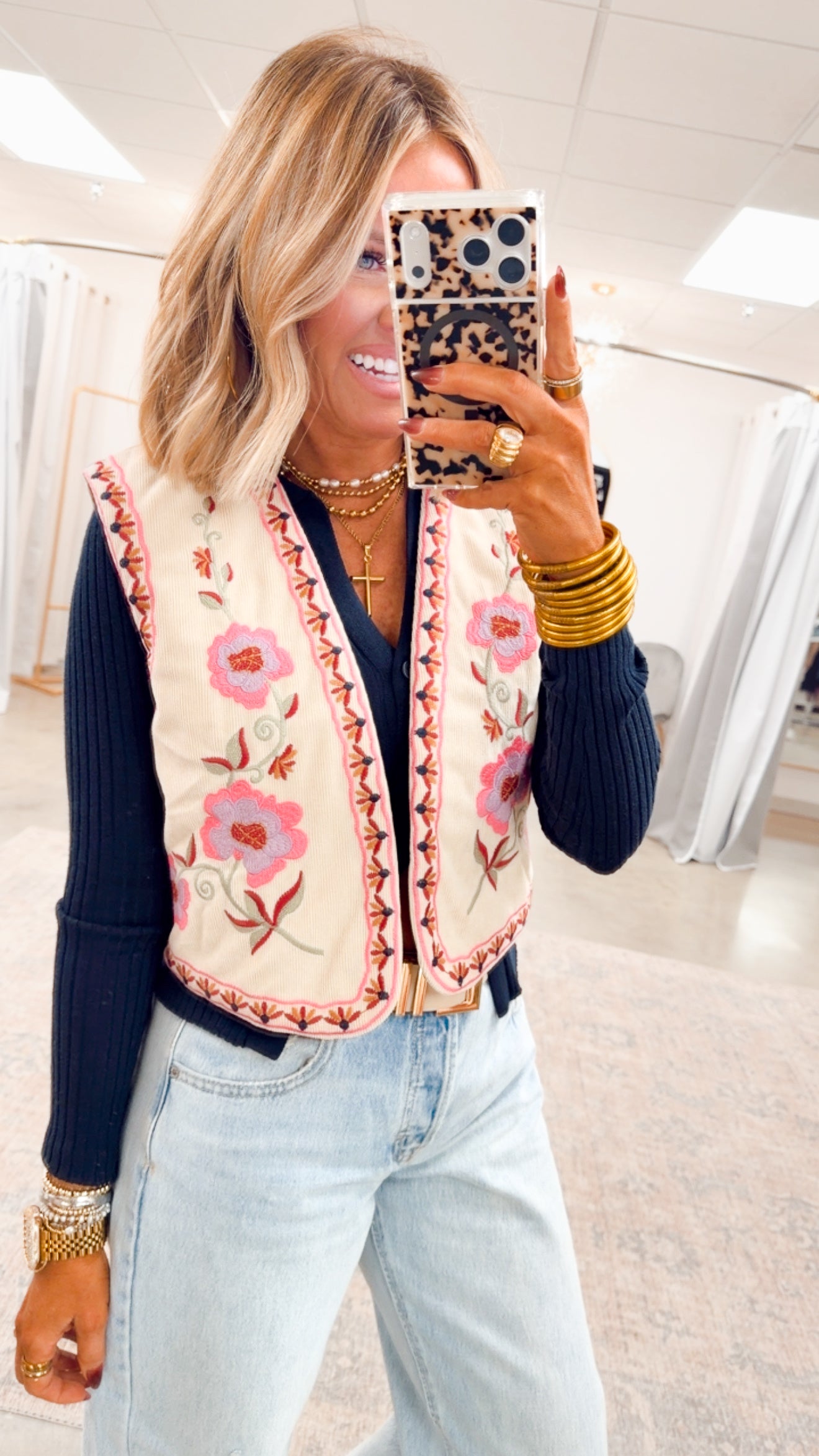 Floral Cord Quilted Vest – Sparkle Tallahassee