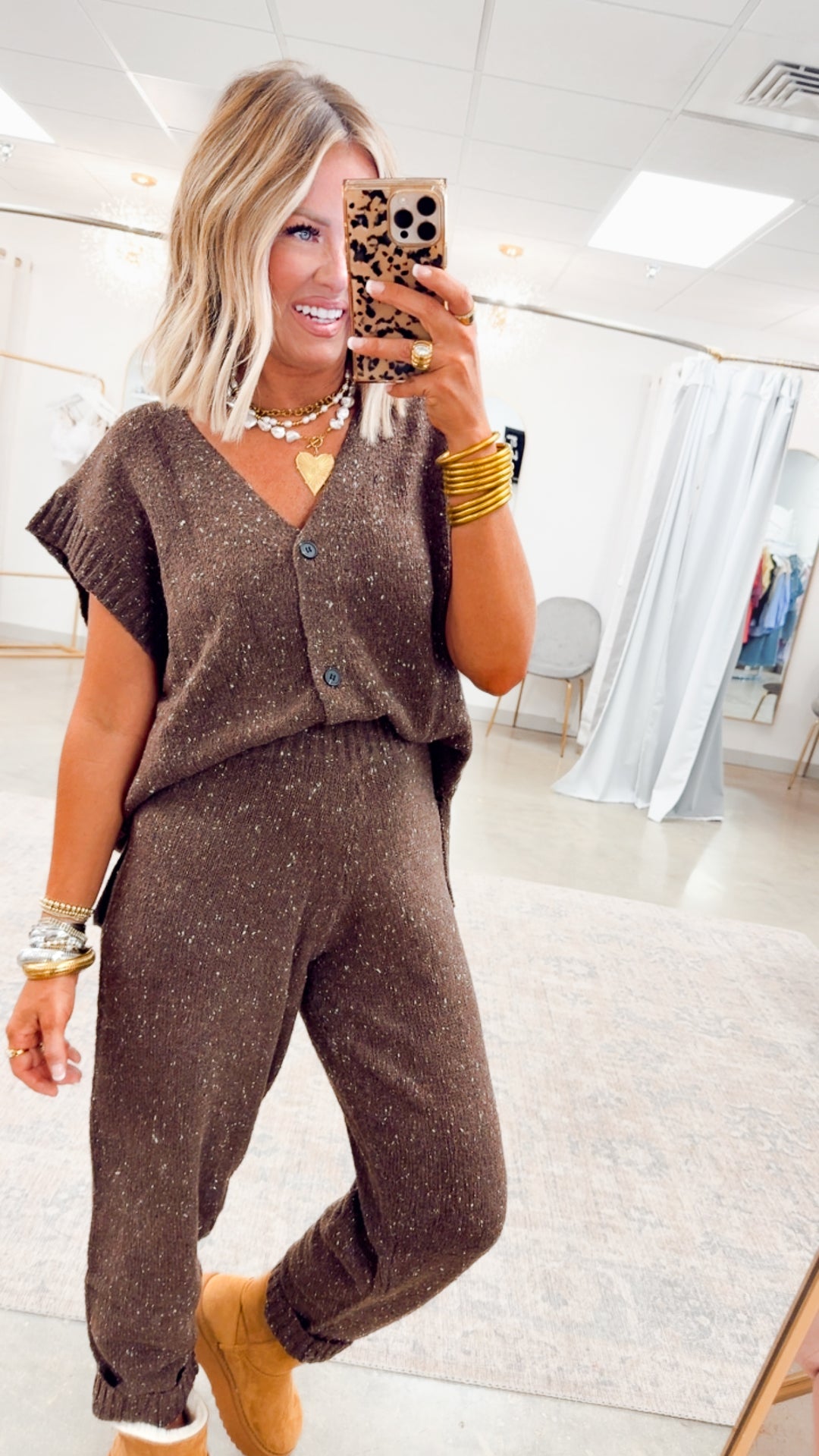 Channing Oversized Sweater Vest & Pants-Chocolate