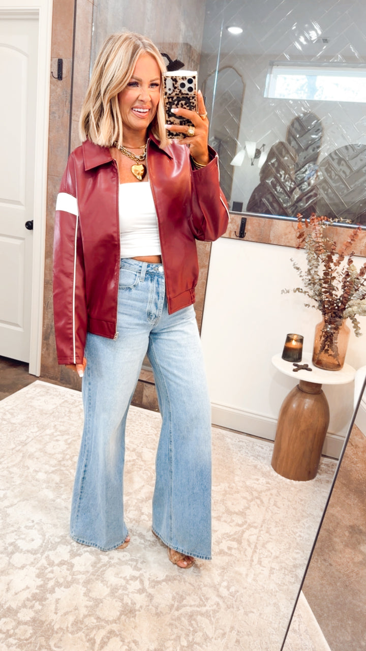 Camila Faux Leather Racer Jacket