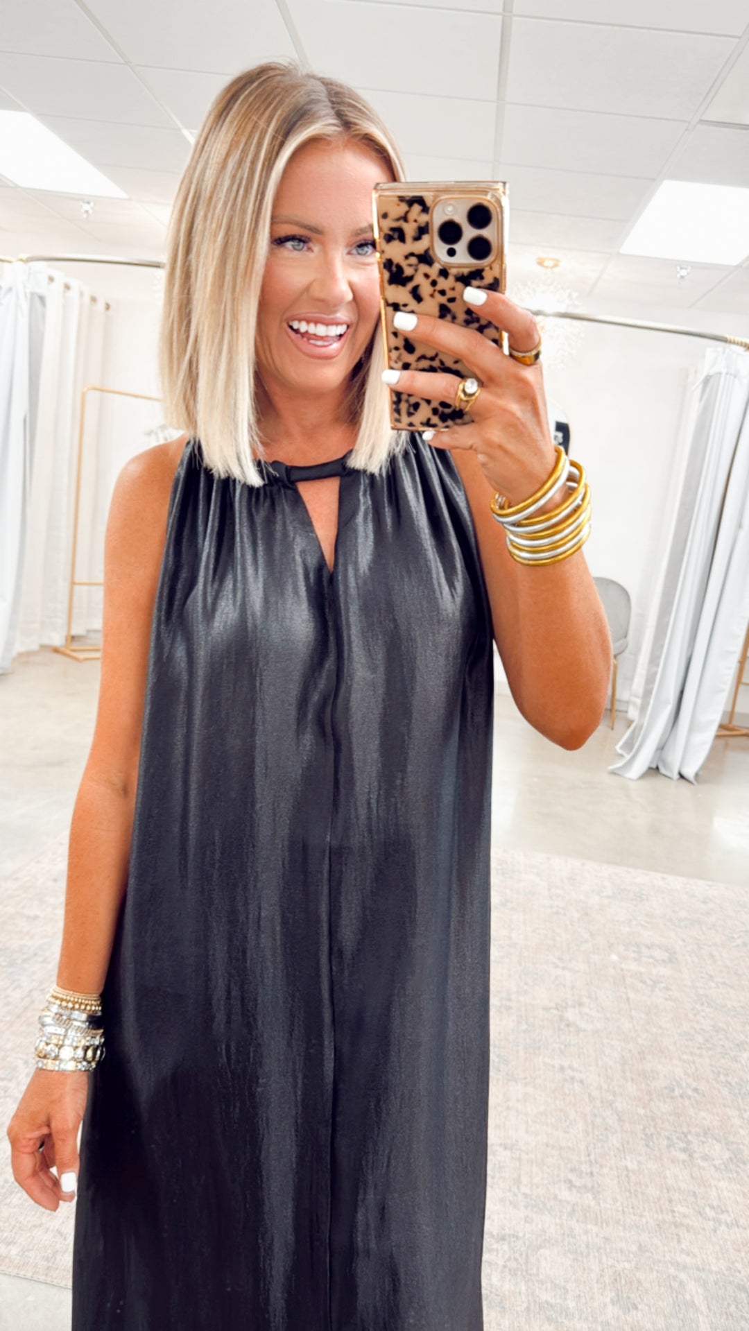 Halter Tie Back Dress-Black