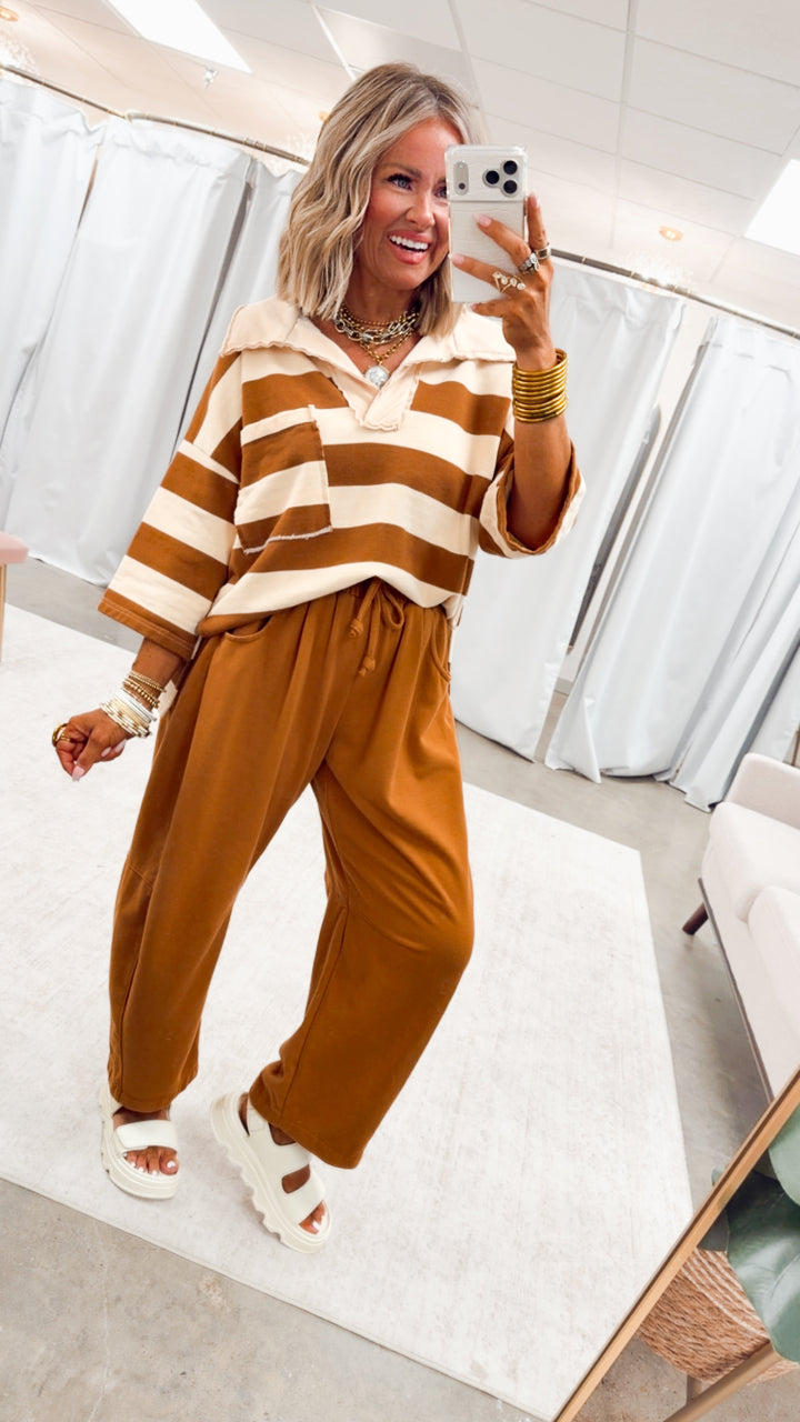 The Varsity Stripe Top-Terra/Beige