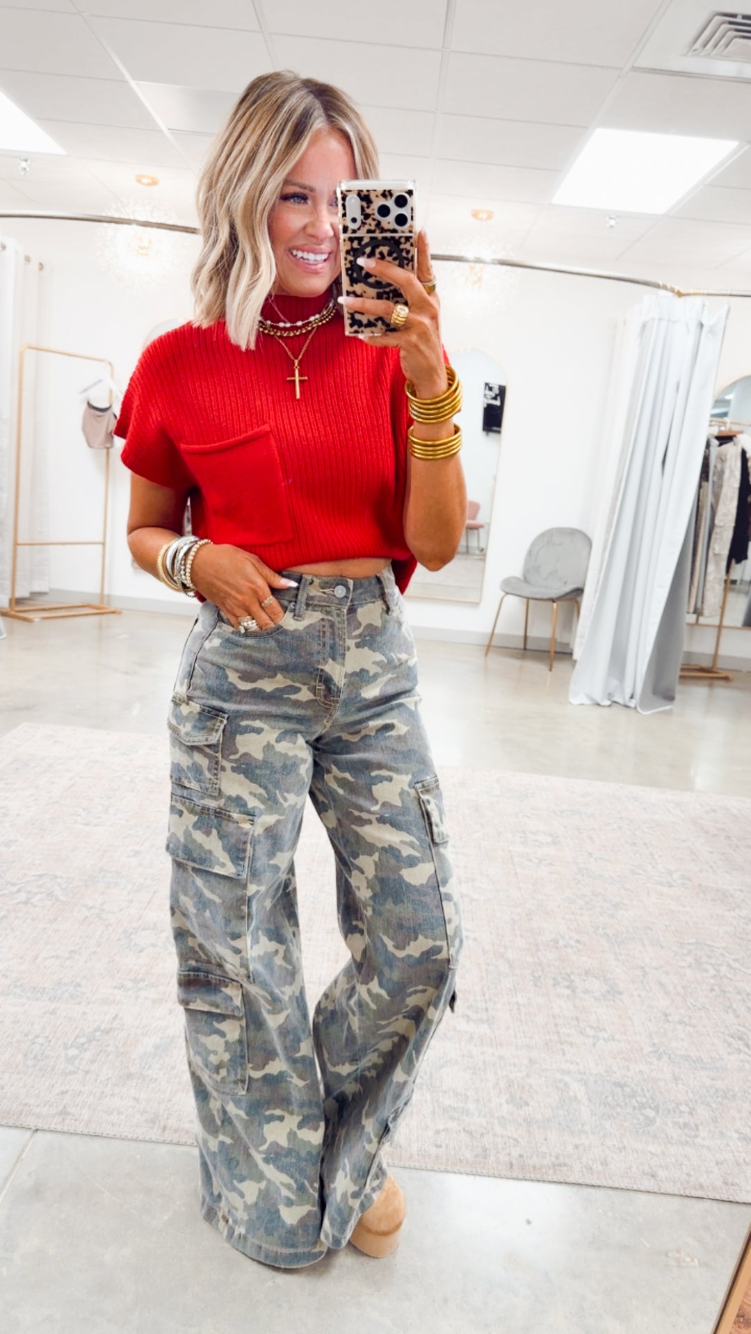 Dani Ribbed Short Sleeve Sweater-Red