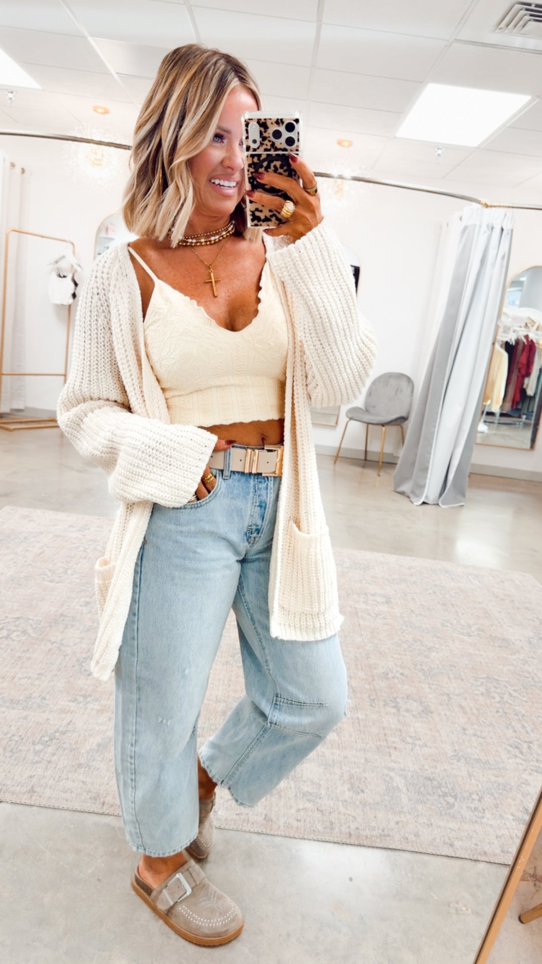 Hollow Pines Cardigan-Powder Cream