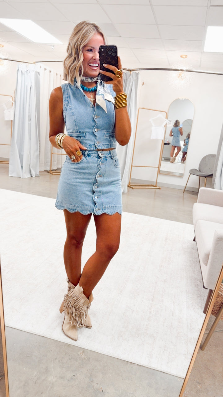 The Rayn Scalloped Denim Set