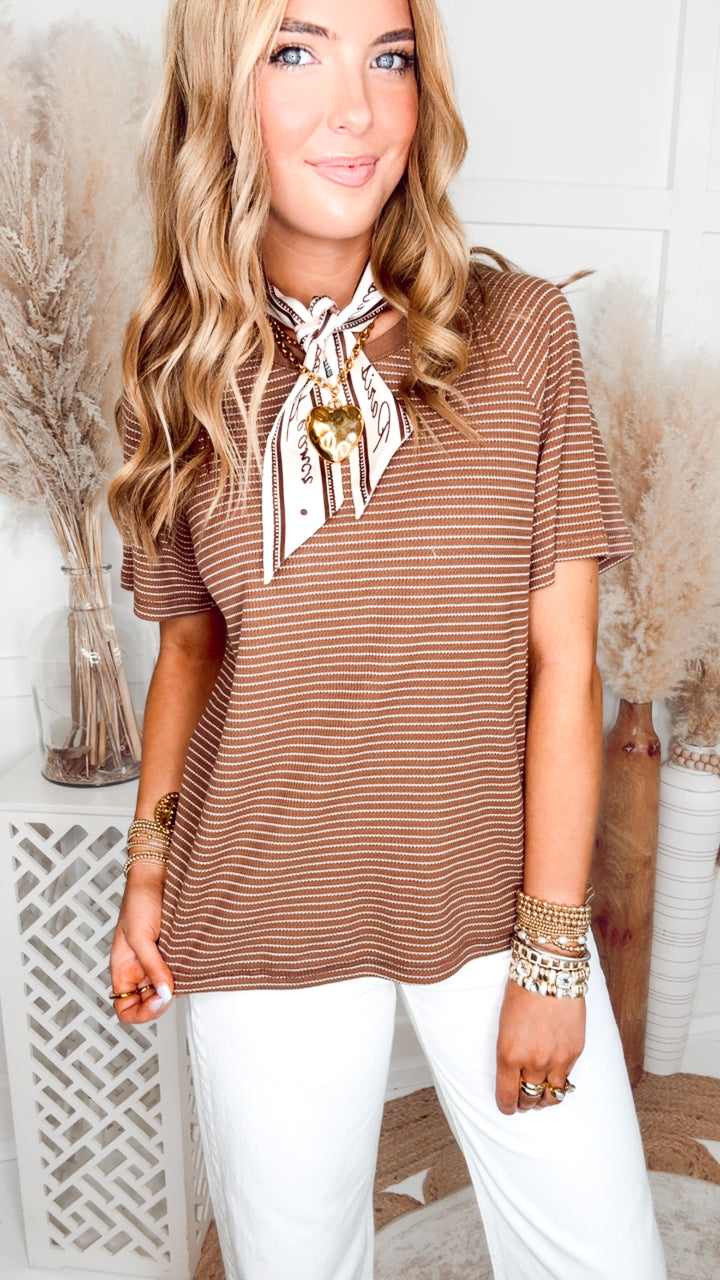 The Camden Stripe Tee-Brown