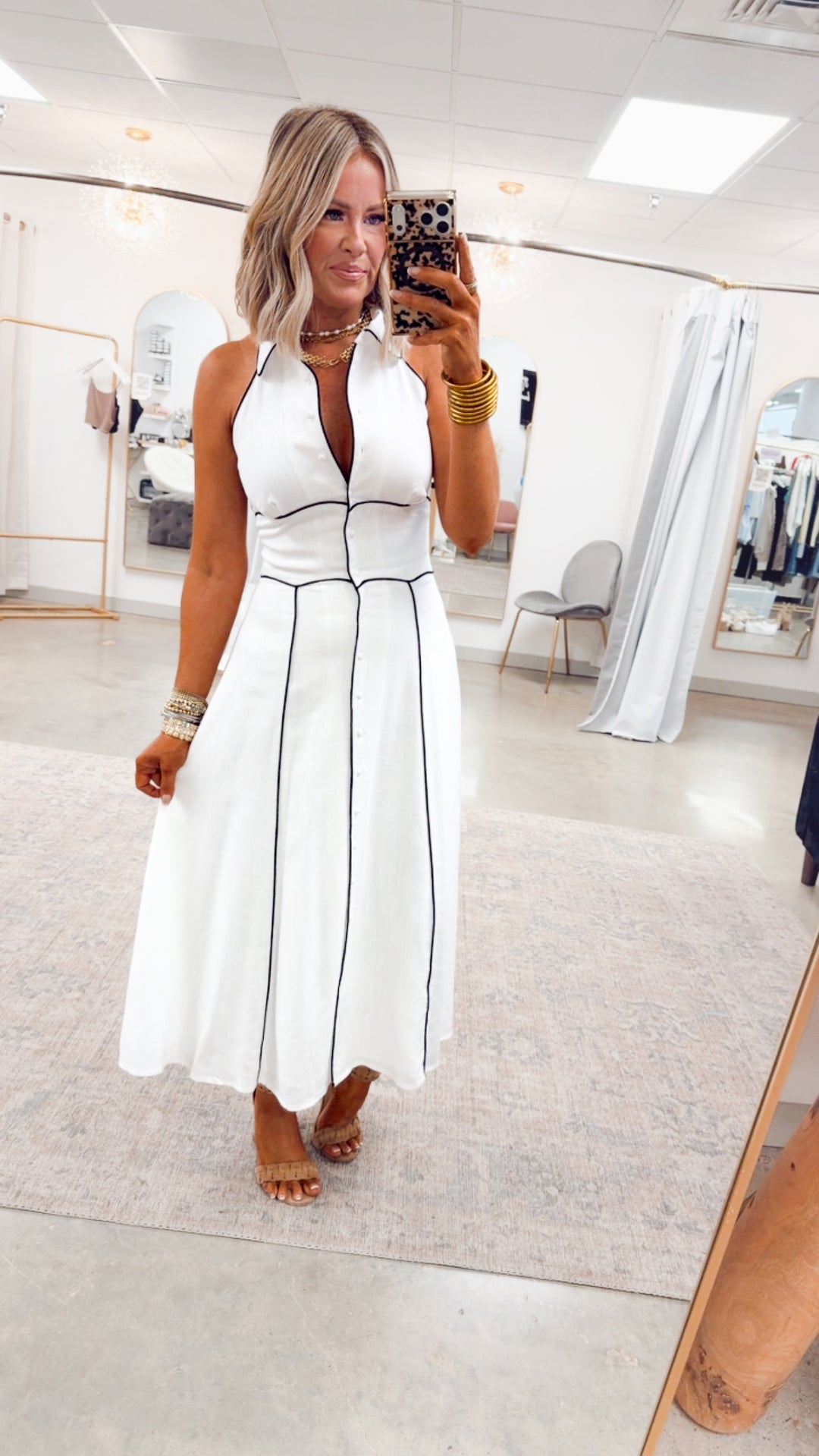 The Margaux Piped Midi Dress