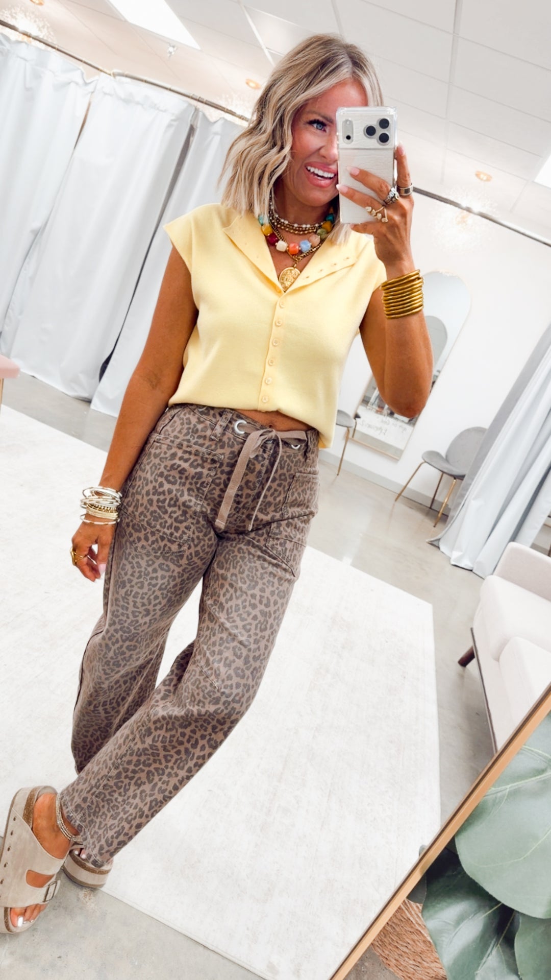 Emilie Mock Neck Top-Lemon