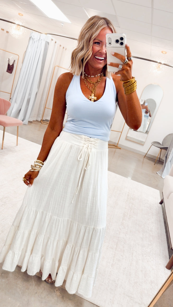 The Skye Halter Tank Top-Blue